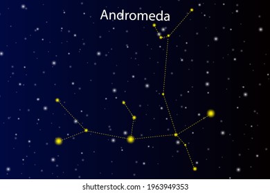 Constellation andromeda in abstract style on black background. Vector illustration. Stock image. EPS 10.