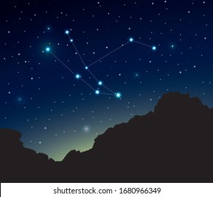 Constellation Andromeda with mountain landscape
