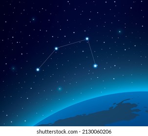Constellation Antlia with planet in deep space 