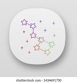 Constellation app icon. Group of stars. Big dipper. Ursa Major. Starry night sky. Astronomic. Study of starry sky. UI/UX user interface. Web or mobile applications. Vector isolated illustrations