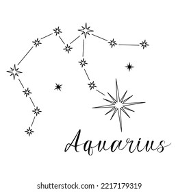 Constellation of Aquarius. Black and white stars on a white background