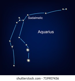 constellation of Aquarius horoscope stars vector illustration