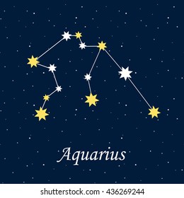 constellation Aquarius zodiac horoscope astrology stars night illustration vector.