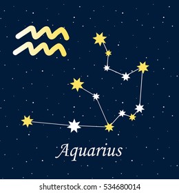 constellation Aquarius zodiac horoscope astrology stars night illustration vector.