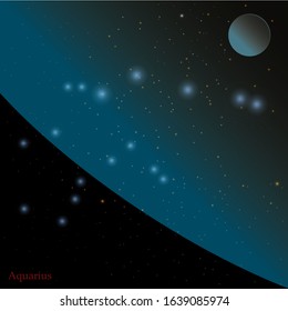 The constellation AquarThe constellation Aquarius on the background of an endless space among an infinite number of bright stars.ius on the background of an endless space among an infinite number of b