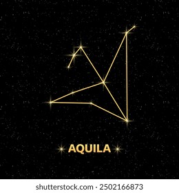 Constellation Aquila banner. Flat style. Vector illustration.