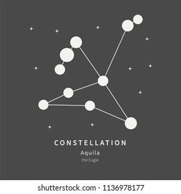 The Constellation Of Aquila. The Eagle - linear icon. Vector illustration of the concept of astronomy