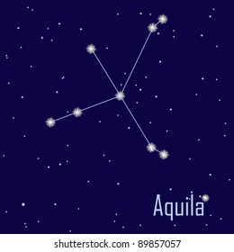 The constellation "Aquila" star in the night sky. Vector illustration