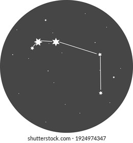 The constellation of Aries on the background of a dark circle
