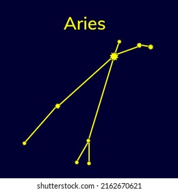 Constellation Aries on a blue background
