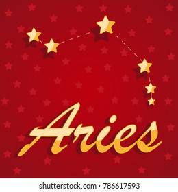 Constellation Aries over red starry background - vector illustration.