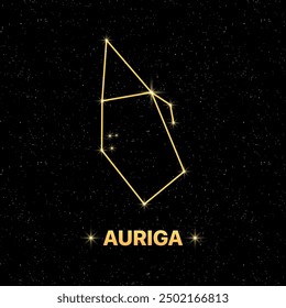 Constellation Auriga banner. Flat style. Vector illustration.