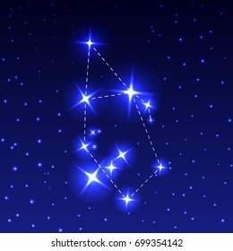 The Constellation Auriga in the night starry sky. Vector illustration of the concept of astronomy