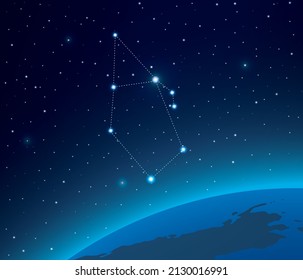 Constellation Auriga with planet in deep space 