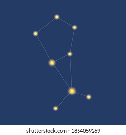Constellation Boo isolated. Vector stock illustration. Boo stars in the blue sky. Astrological illustration with the constellation Boo. The concept of the starry sky, astronomy, astrology 