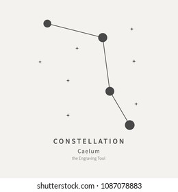 The Constellation Of Caelum. The Engraving Tool - linear icon. Vector illustration of the concept of astronomy