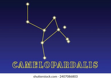 Constellation Camelopardalis. Giraffe constellation. Large dim near-polar constellation of the northern hemisphere. Best surveillance conditions in Ja
