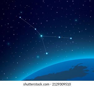 Constellation Cancer with planet  in deep space 