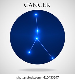 Constellation cancer zodiac sign isolated on white background, vector illustration 