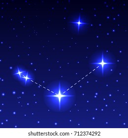 The constellation Canes venatici in the night starry sky. Vector illustration of the concept of astronomy