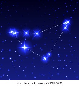 The Constellation Of Capricorn in the night starry sky. Vector illustration of the concept of astronomy