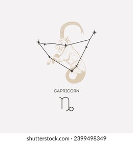 Constellation Capricorn vector illustration. Constellation Capricorn astrological drawing