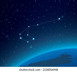 Constellation Carina with planet in deep space 