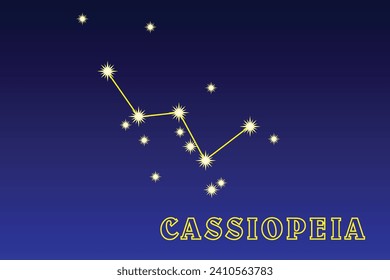 Constellation Cassiopeia. Constellation Cassiopeia. Constellation of the Northern Hemisphere of the Sky. The brightest stars of Cassiopeia form a figure similar to the letters "M" or "W"