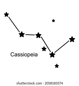 Constellation Cassiopeia on white background, vector illustration