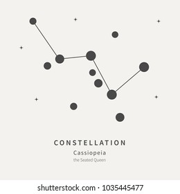 The Constellation Of Cassiopeia. The Seated Queen - linear icon. Vector illustration of the concept of astronomy