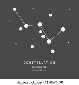 The Constellation Of Cassiopeia. The Seated Queen - linear icon. Vector illustration of the concept of astronomy