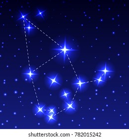 The Constellation Of Cepheus in the night starry sky. Vector illustration of the concept of astronomy