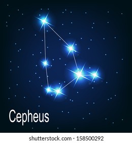 The constellation "Cepheus" star in the night sky. Vector illustration