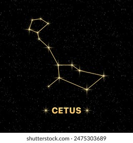 Anuncio Constellation Cetus. Estilo plano. Ilustración vectorial.