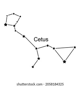 Constellation Cetus sobre fondo blanco, ilustración vectorial