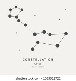 The Constellation Of Cetus. The Sea Monster - linear icon. Vector illustration of the concept of astronomy.