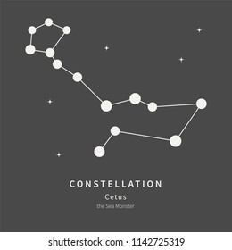 The Constellation Of Cetus. The Sea Monster - linear icon. Vector illustration of the concept of astronomy.