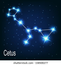 The constellation "Cetus" star in the night sky. Vector illustration