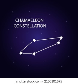 The constellation of Chamaeleon with bright stars. A constellation on a blue background of the cosmic sky. Vector illustration.