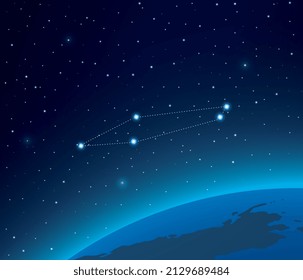 Constellation Chamaeleon with planet in deep space 