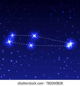 The Constellation Chameleon in the night starry sky. Vector illustration of the concept of astronomy