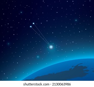 Constellation Circinus with planet in deep space 