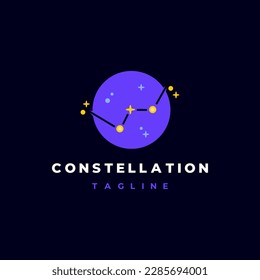 Constellation circular logo design. Stars light astronomy flat vector illustration