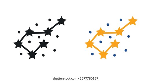 Constellation colored icon set. Stock Vector