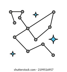 Icono de color de constelación. Ilustración simple del elemento de color. Diseño de símbolo de esquema de concepto de constelación de Cosmos set. Se puede usar para web y móvil con fondo blanco