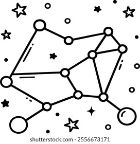 a constellation coloring page for kids bold line