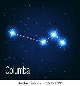 The constellation "Columba" star in the night sky. Vector illustration