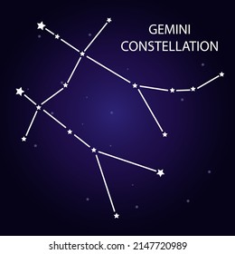 The constellation of Coma Berenices with bright stars. A constellation on a blue background of the cosmic sky. Vector illustration.