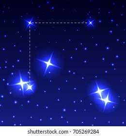 The Constellation Coma Berenices in the night starry sky. Vector illustration of the concept of astronomy