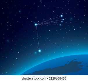 Constellation Coma berenices with planet in deep space 